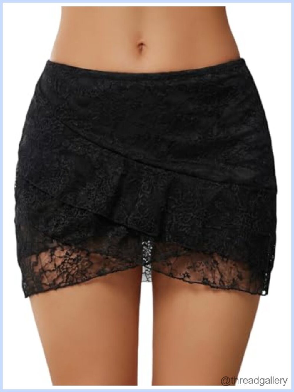 Lace Ruffle Mini Skirt Bodycon Lined Y2K Party Club Date